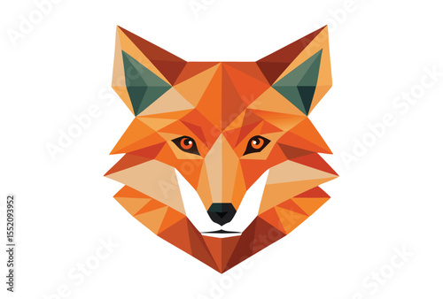 Fox Head Polygon Vector, Geometric Low Poly Animal Illustration for Logo