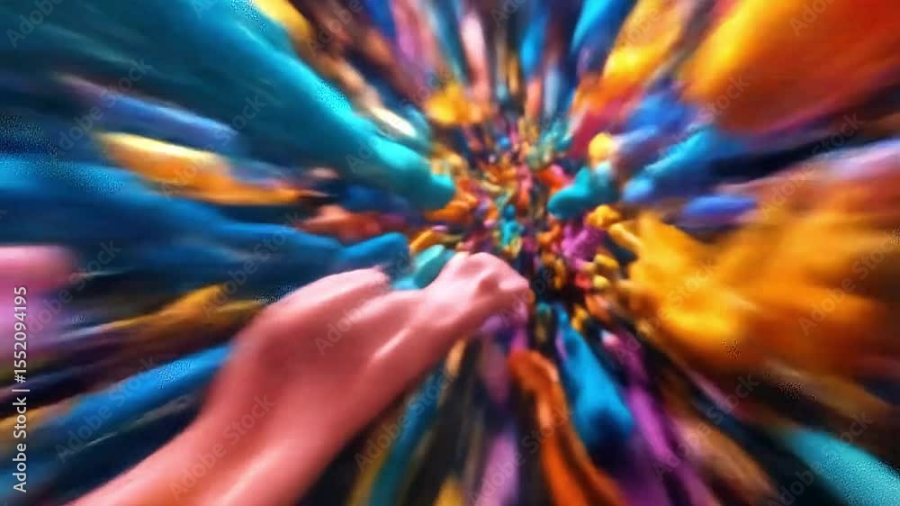 Animated shapes morphing with speed and blur into abstract motion trails