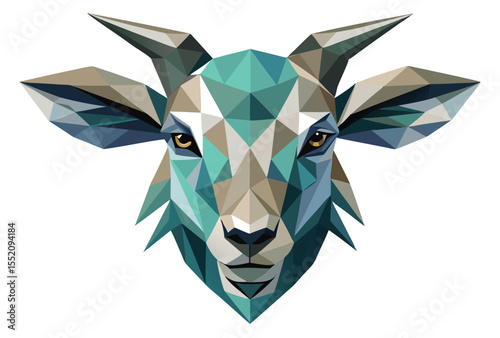 Goat Head Polygon Art, Low Poly Geometric Vector Illustration for Logo