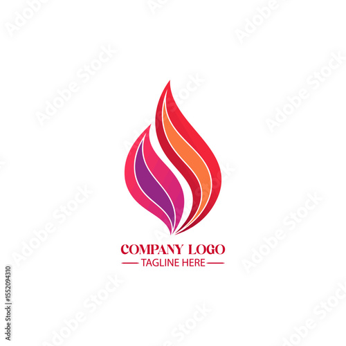 Abstract Flame Logo: A dynamic and eye-catching logo featuring stylized flame in vibrant colors and elegant curves. Represents energy, passion, and creativity, perfect for any branding needs. 