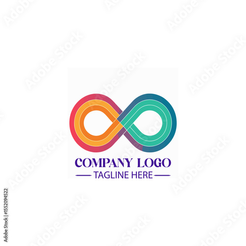 Endless Loop Logo: A clean and modern infinity loop logo design, perfect for representing limitless potential and continuous innovation, with sleek lines and vibrant colors.