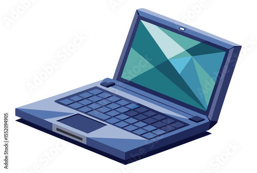 Geometric Laptop Vector, Low Poly Polygon Style Computer Icon for Digital art