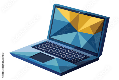 Laptop Low Poly Vector, Geometric Polygonal Laptop Icon, Minimal Tech Design Illustration