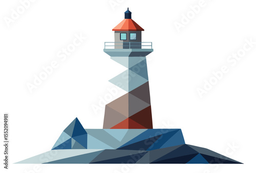 Geometric lighthouse polygonal vector art, low poly style icon for illustration