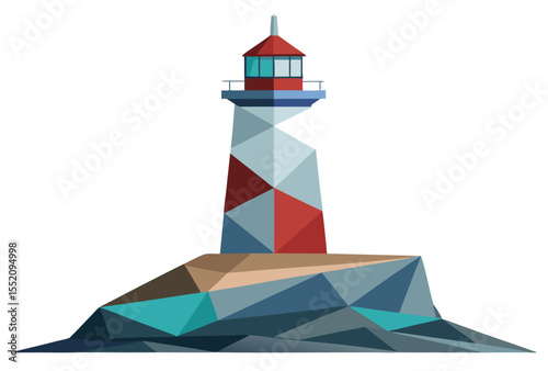 Lighthouse low poly vector illustration, geometric polygonal style icon for digital art