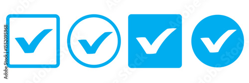 Check box icon with correct, accept checkmark icons tick box checked. Approve symbol. Check mark icon vector design. Blue check mark icon. Blue tick symbol. Vector check icon