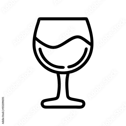 Wine glass vector icon illustration: elegant drinkware for wine tasting and barware design elements usage
