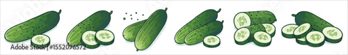 Vector set of cucumber vegetables