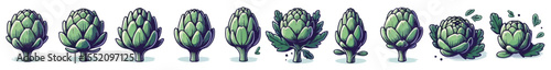 Fresh artichoke vector set