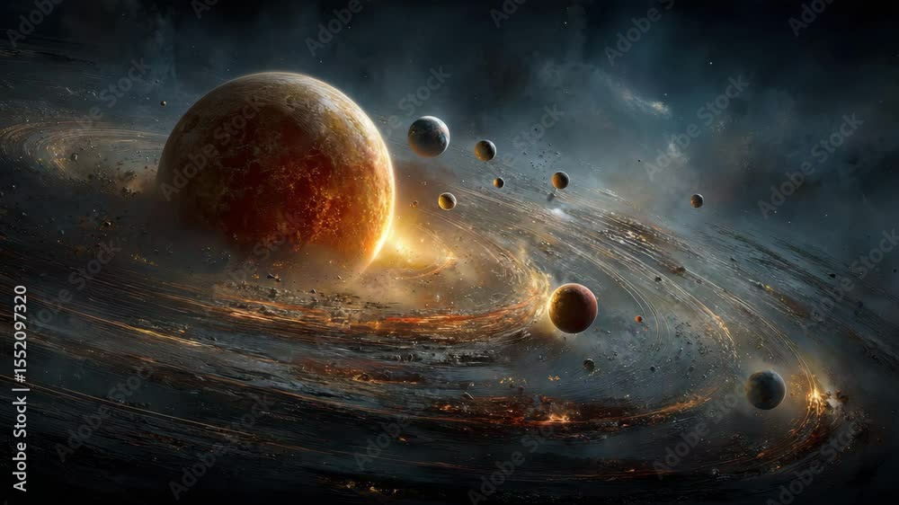 A stunning cosmic scene showcasing planets and interstellar beauty in deep space.