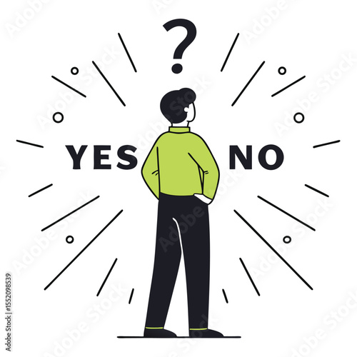 Man confronts tough choice as yes and no options present many questionings