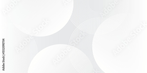 Vector white background with white circle lines. Digital future technology concept background