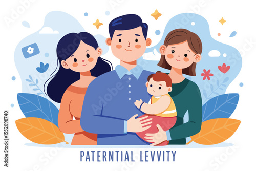 Family celebrating parental leave with happiness and togetherness while bonding with a newborn at home