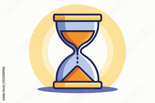 Flat geometric hourglass design representing productivity and time management in a minimalist style, set against a light background that emphasizes its simplicity and elegance
