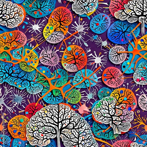 Colorful brain collage art representing neurodiversity, creativity