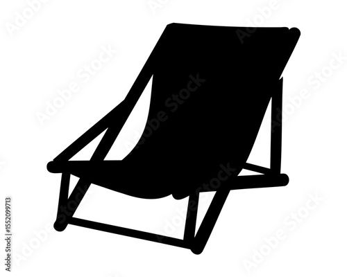 Beach chair silhouette vector, Summer vacation chair graphic