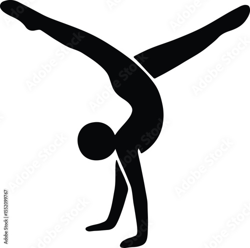 Silhouette Gymnastics split handstand yoga exercise pose Vector Illustration