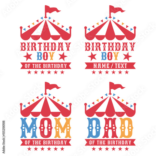 Circus Themed Birthday Family Matching Designs
