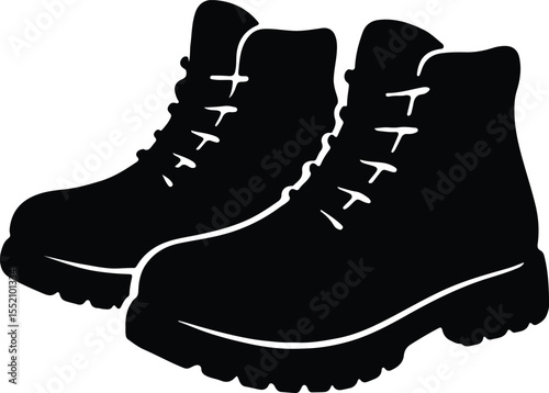 Silhouette hiking boots footwear for mountain travel Vector Illustration