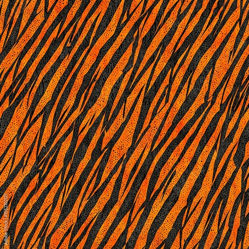 Vibrant tiger skin pattern with orange and black stripes, wild beauty