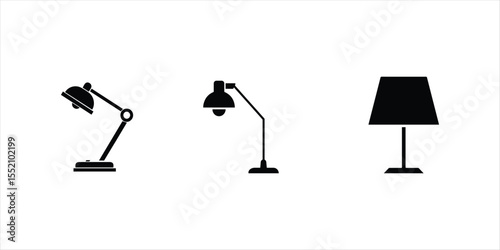 table lamp icon vector set hand drawn illustration on white background. table lamp silhouette vector icon.