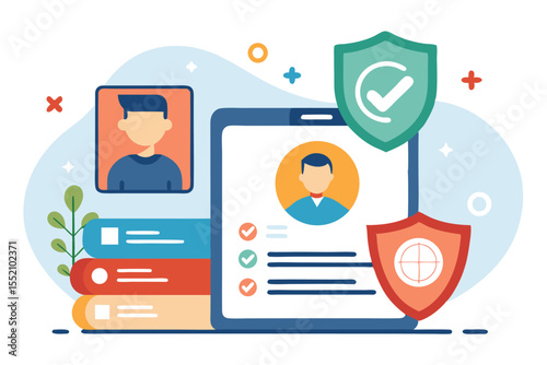 Online profile highlights with verification symbols showcasing user authenticity and security measures in a digital landscape