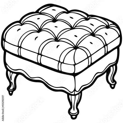 Elegant tufted ottoman with ornate carved legs a classic furniture piece for footrest or seating