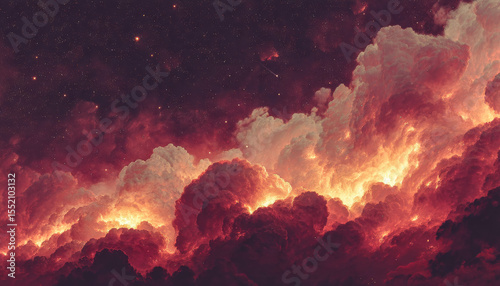 Vibrant cosmic clouds and stars in a colorful night sky