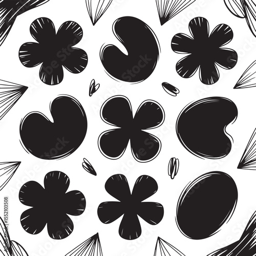 Scribble Shape Doodle Set with Rough Marker Textures and Irregular Hand-Drawn Outlines