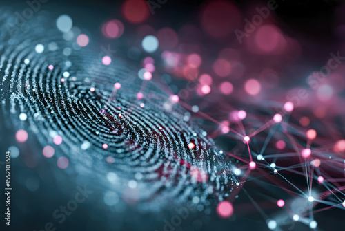 Digital fingerprint with abstract network connections and glowing points