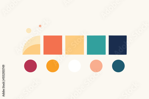 Geometric paint spots display a minimalist color palette suitable for modern design and artistic inspiration