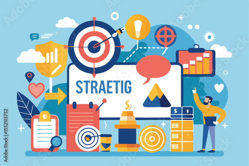 Strategic planning methods and tactics illustrated with visual elements for effective business management and decision making