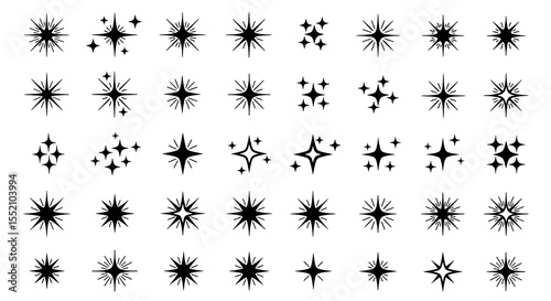 Black starburst and sparkle elements for design projects vector illustration