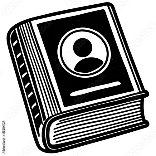 illustration of a black and white book icon