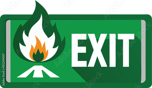 Adobe Illustrator Artwork Emergency exit sign. Man running out fire exit
