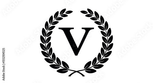 Elegant laurel wreath with roman numeral v design for awards and achievements vector illustration