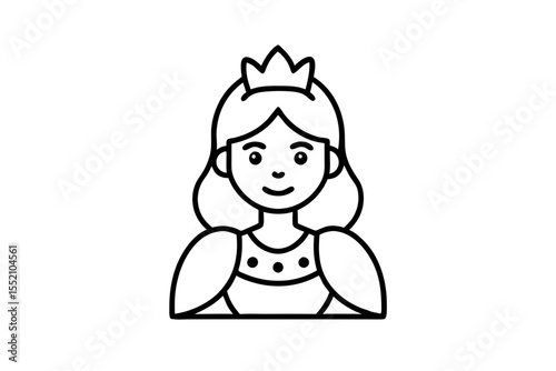 princess outline coloring page, princess line art vector