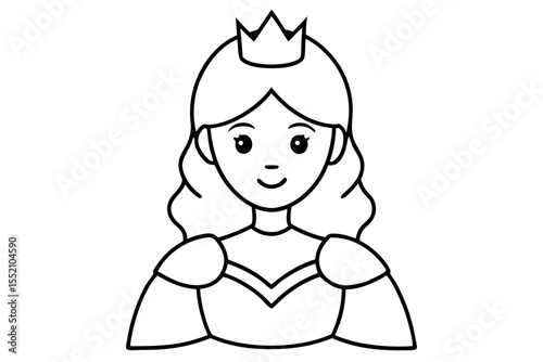 princess outline coloring page, princess line art vector