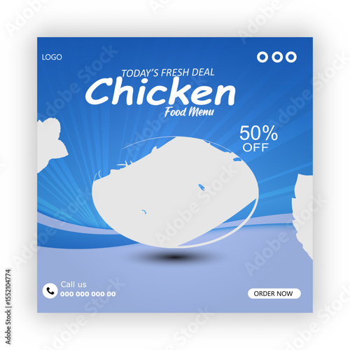 Chicken social media promotion and  banner post design template

