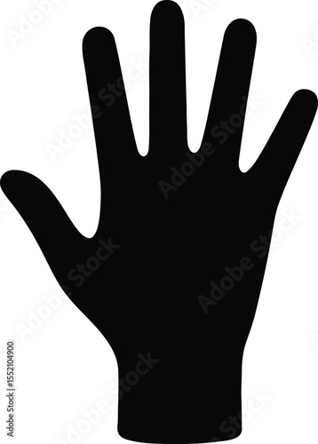 Silhouette human hand showing five fingers gesture Vector Illustration