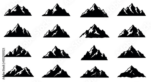 Mountain silhouette collection for nature and adventure design projects vector illustration