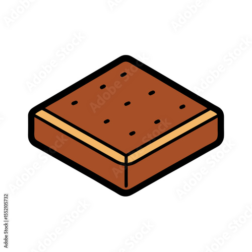 Simple isometric illustration of a chocolate biscuit