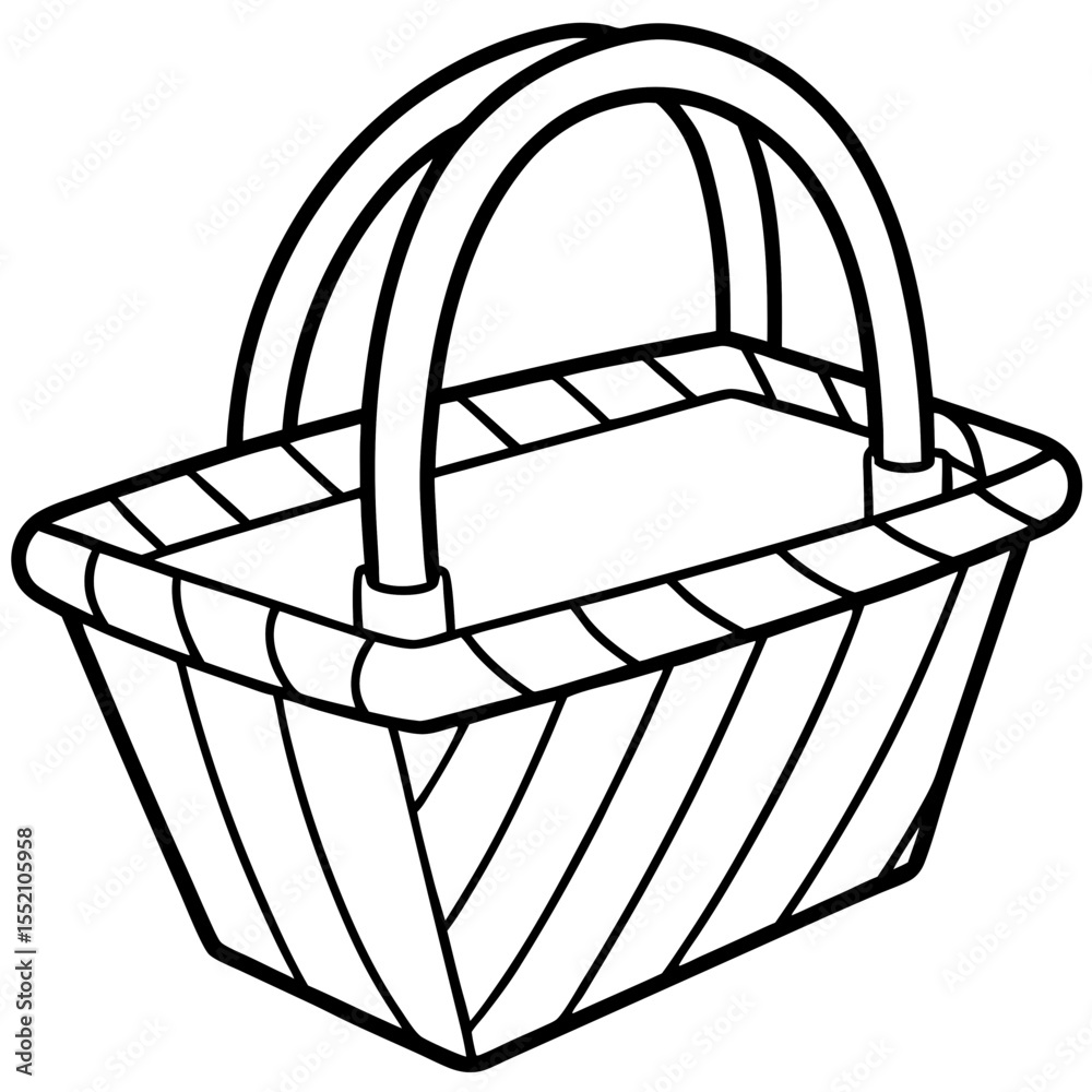 Fototapeta premium Picnic Basket line art vector