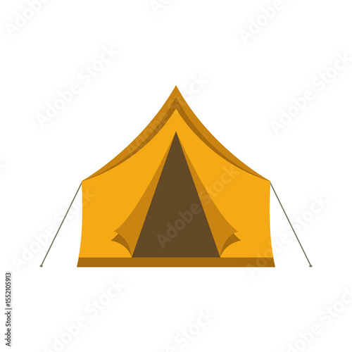 Yellow tourist camping tent icon isolated on white background.