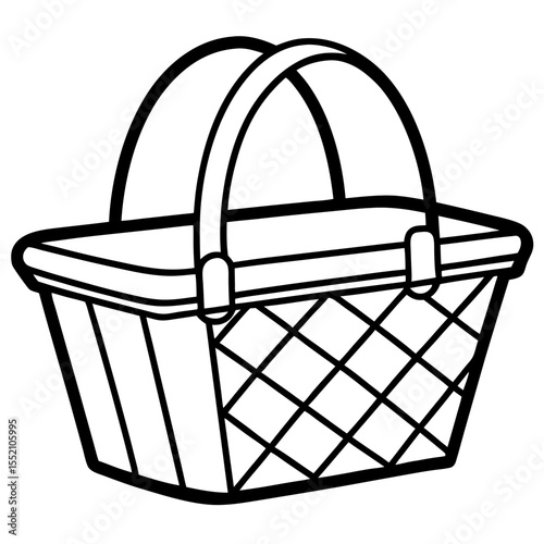 Picnic Basket line art vector