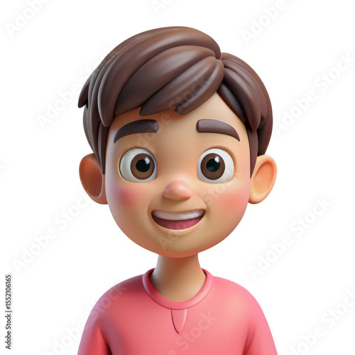 Cartoon boy smiling isolated on transparent background