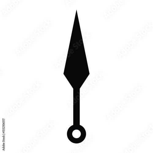 Kunai ninja weapon vector icon. Japanese throwing knife, martial arts dagger, anime or cosplay symbol. Traditional stealth tool silhouette, isolated.