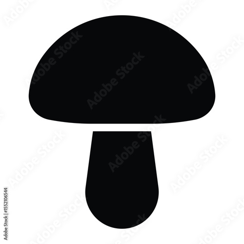 Mushroom vector icon. Edible fungi silhouette for food, cooking, nature, organic product, vegetarian or vegan design. Simple black graphic, isolated.
