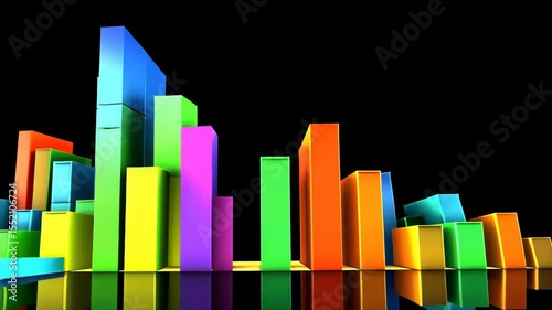 3D business graph with organized bars and information blocks. Abstract infographic element. Business growth and development to success concepts. Generated AI