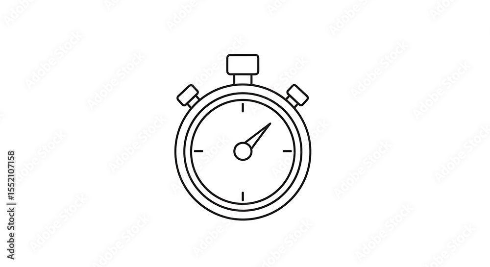 Isolated Minimalist Stopwatch Outlined on White Background Isolated Minimalist Stopwatch Outlined on White Background